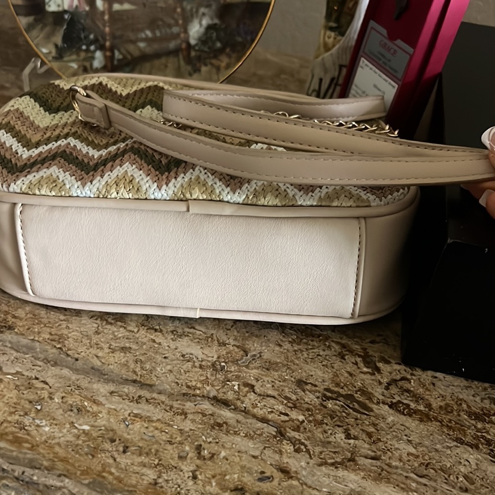 Sold Mini beige Purse, exterior pocket, fabric and leather exterior fabric - Picture 9 of 9